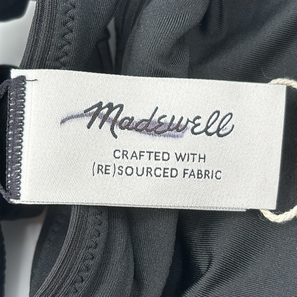 Madewell Ribbed Square-Neck Bikini Top in True Black size Small NWT NP212 - Picture 7 of 12